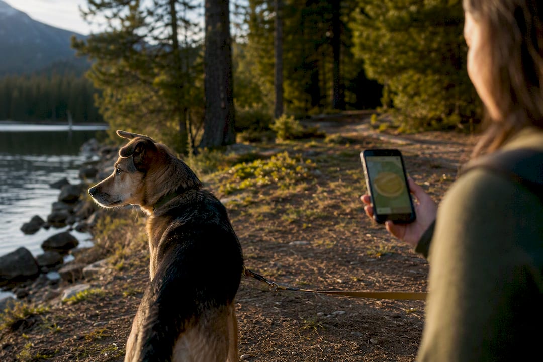 Dog pausing near a virtual boundary